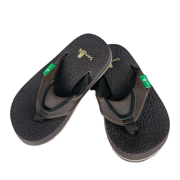 Sanuk Brown Casual Thong Flip Flop Sandals Little Kids 8-9 - Picture 1 of 8